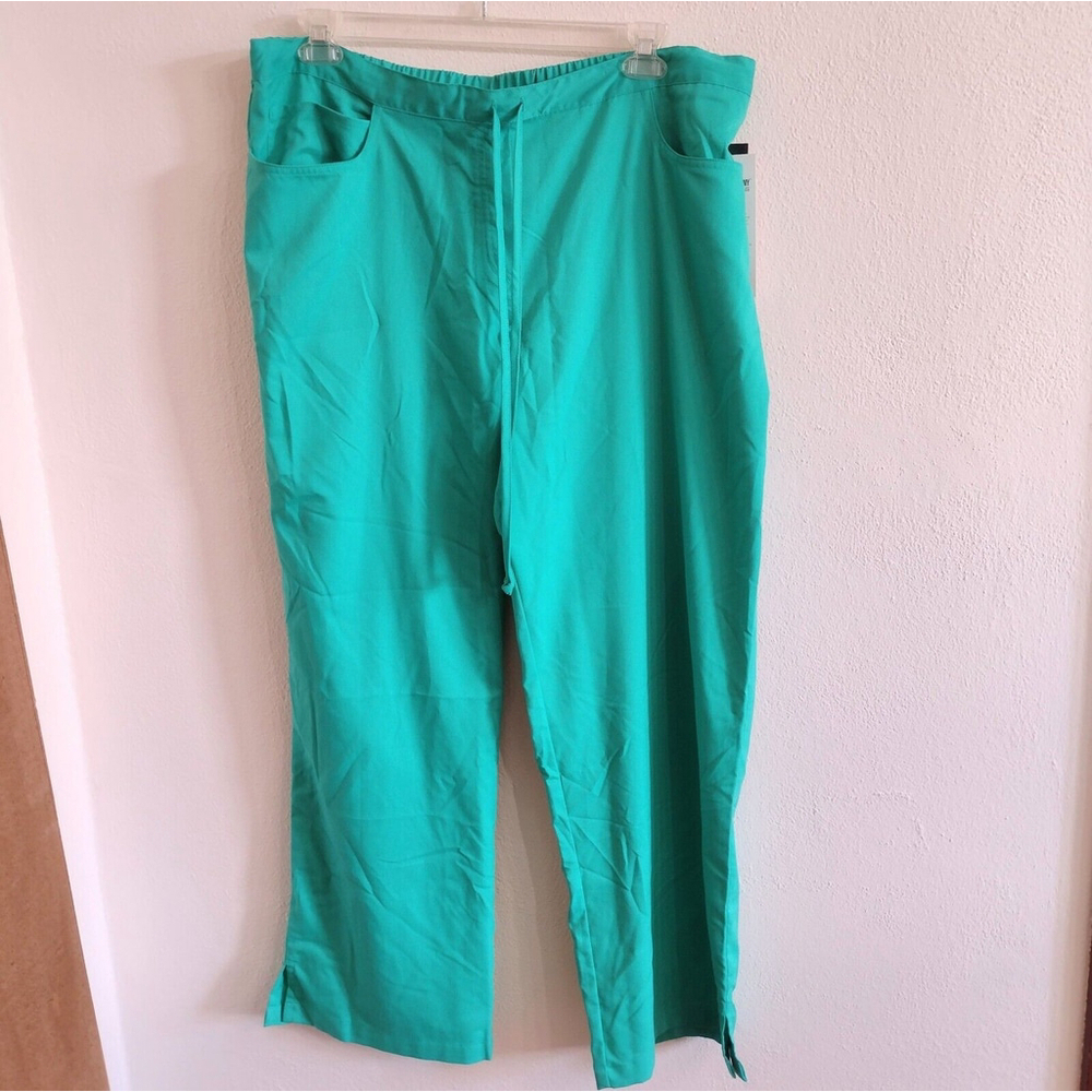 NWT Greys Anatomy By Barco Womens Scrub Pants Size 2XL Green Pockets Drawstring